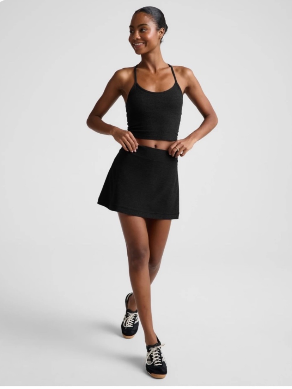 Beyond Yoga Spacedye Kickstart Skirt in Darkest Night